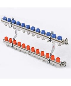 Коллектор из латуни с регулировочными и термостатическими вентилями 12 выходов