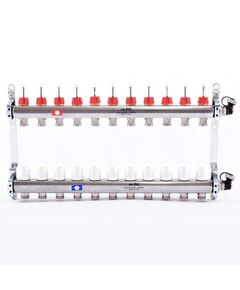 Коллектор из нерж. стали с расходомерами и термостатическим вентилями 11 выходов