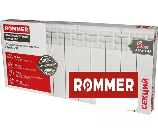 Алюминиевый радиатор Rommer Profi 350 - 4 секции, изображение 2