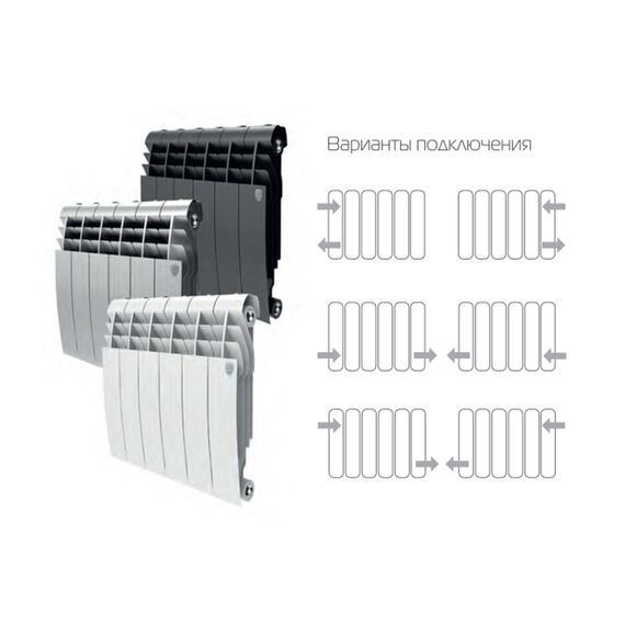 Биметаллический радиатор Royal Biliner 350 Silver Satin 12 секций, изображение 3